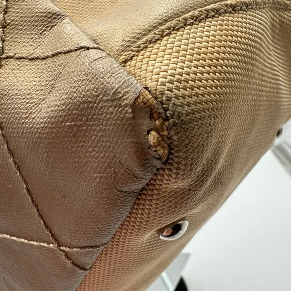 Chanel-Authentic-Paris Biarritz Tote GM Bag Shoulder Coated Canvas Leather Gold. - Picture 4 of 13